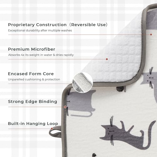 Dish Drying Mats 2 Pack (16''X18'' / Black & White Cats)