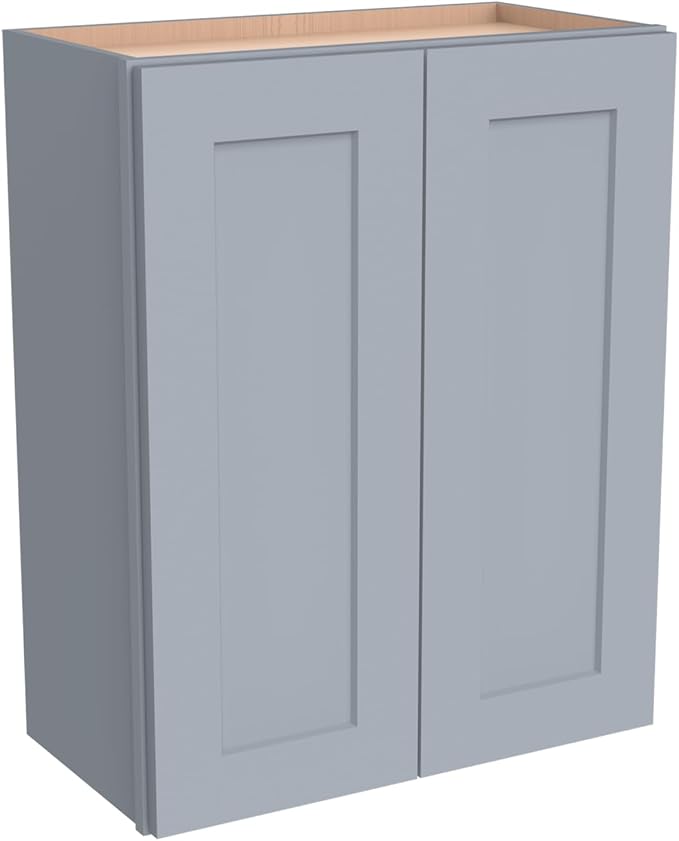 Wall-Mounted Cabinet – Solid Wood Shaker Style Medicine Cabinet with Adjustable Shelves & Soft-Close Doors for Bathroom, Kitchen, and Office Storage (Grey, 36" W x 12" D x 30" H)