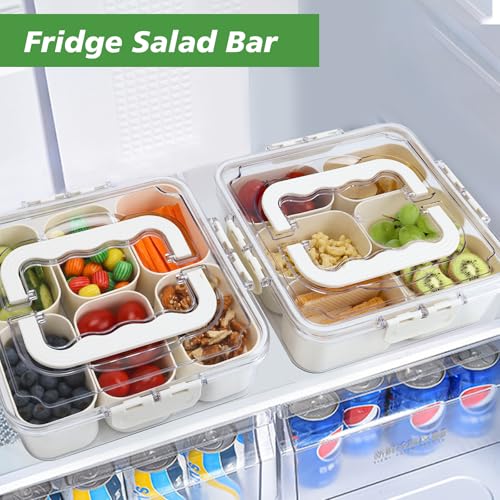 Small Snackle Box Snack Containers with Lids (6 Compartments-2pcs / White)