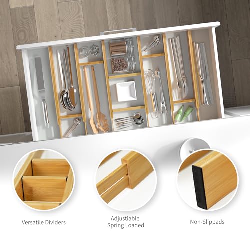 Adjustable Bamboo Drawer Dividers with Inserts (Large)