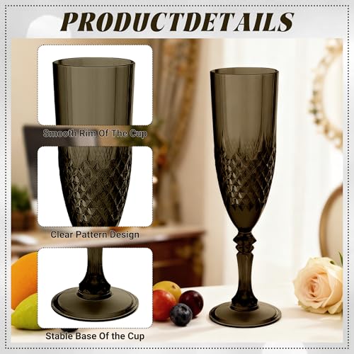 12 Pack Plastic Champagne Flutes (Black)