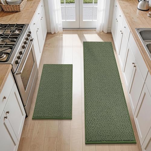 Kitchen Rugs Set of 2 Non (Green / 17“x30”+17“x60”)