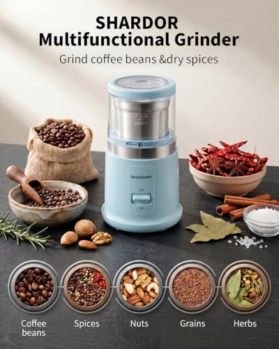 Quiet Coffee Grinder Electric (Blue / 2 BOWL)