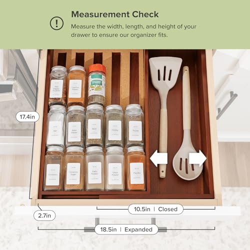 Expandable Spice Drawer Organizer (Natural Acacia)
