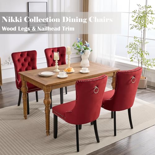 Wine Red Velvet Dining Chairs Set of 6 (Wine Red)