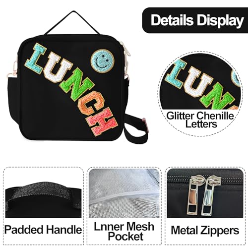 Insulated Lunch Bag With Adjustable Shoulder Strap (Black)