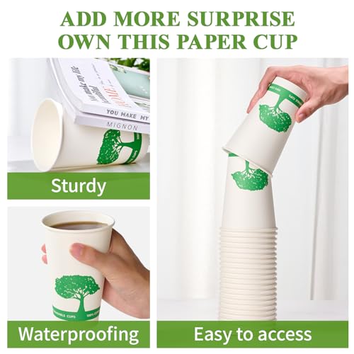 240 Pack Compostable Paper Cups (Green)