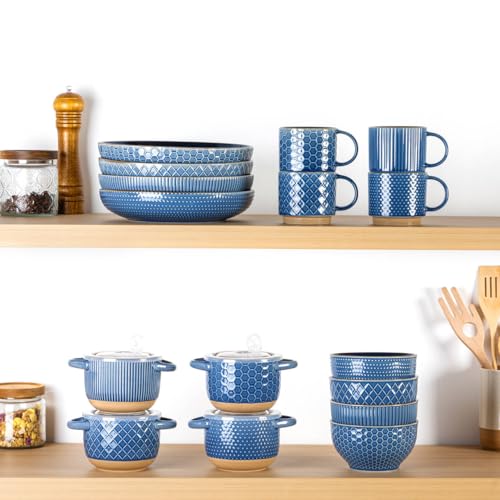 8.5'' Large Pasta Bowls (36oz / Moonlight Blue)