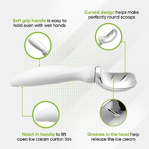 Heavy Duty Metal Ice Cream Scoop with Soft Grip Handle