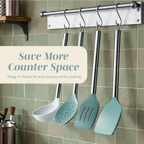 Silicone Cooking Utensils (Teal / 10 Pieces)