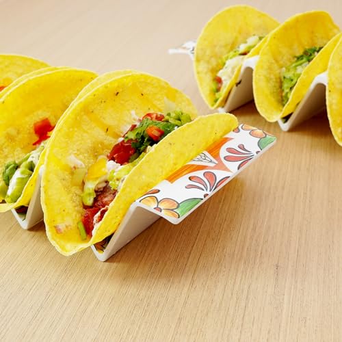 Melamine Taco Holder Stands (Set of 8 / Fuego Orange)