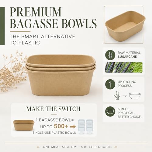 50 Pack 25 OZ Large Paper Bowls with Lids (25OZ-50PACK)