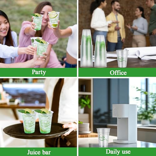 1000 Count 9 OZ Clear Compostable Plastic Cups for Restaurant (9oz-clear)