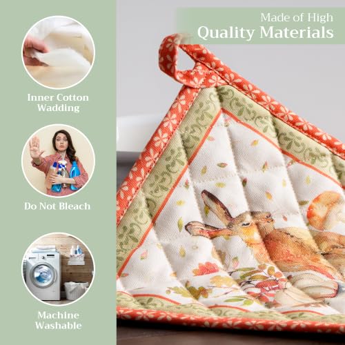 Pot Holders 100% Cotton Potholders (066 - Pumpkin Passion / 8" x 8" (Pot Holder Pack of 2))