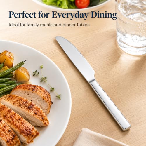 12 Piece Stainless Steel Dinner Knife Set (9.06''Silver Dinner Knife 12pcs)