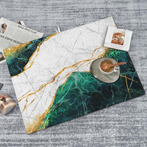 Marble Green Dish Drying Mat 18x24 for Kitchen Counter (24" x 18")