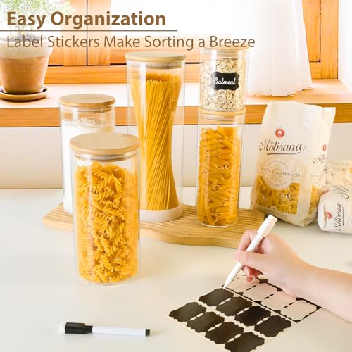 53oz Round Glass Storage Containers with Bamboo Lids (4pcs-Round / 53oz)