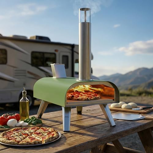12" Multi Fuel Outdoor Pizza Oven Reach up to 1110℉ (Green)