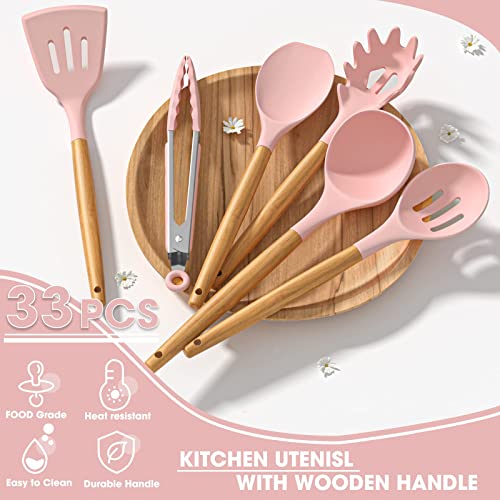 Silicone Kitchen Utensils Set (Pink)