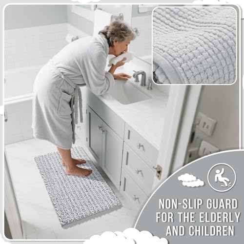 Long Bathroom Rugs Non Slip Washable 44x24 Inch