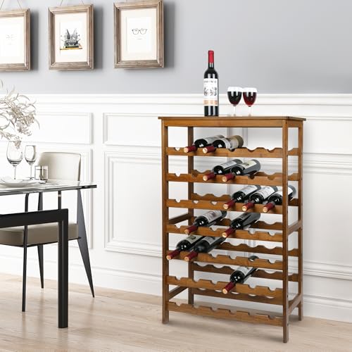 42 Bottles Bamboo Wine Rack (Walnut / 7-Tier)