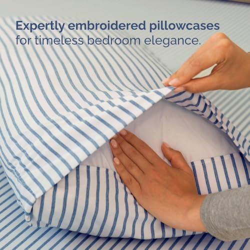 Flex Top Split Head King 4 Piece Sheet Set (43 - Blue Stripes 2 / Split Head/Flex Top)