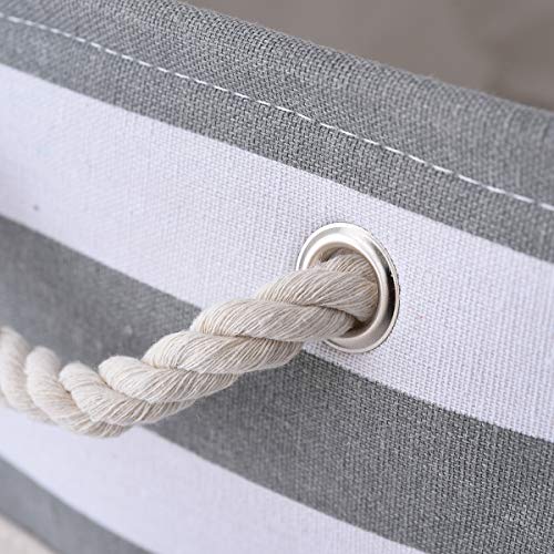 Storage Basket Fabric Basket with Handles Dog Toy Basket Cloth Storage Bin Shelf Basket Decorative Storage Basket Shoe Basket Gift Basket (Grey&White Stripes / Large - 15.7Lx11.8Wx8.3H)