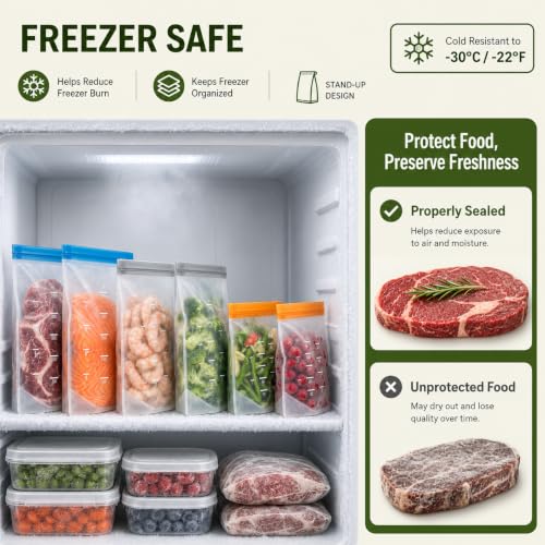 Dishwasher Safe Reusable Storage Bags Stand Up (Multicolor (6 Gallon + 6 Sandwich + 6 Snack))