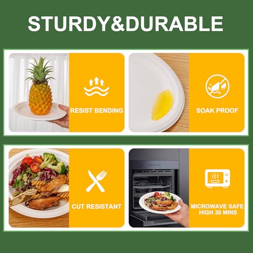 Paper Plates 9 Inch 125 (White / 9Inch（125 PCS）)