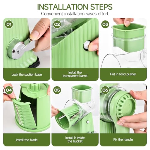Xilrvna RotaryCheeseGrater (5 Knife Retro Kitchen / lightgreen)