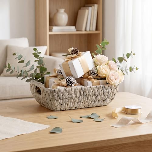 Wicker Baskets for Storage (White(Water Hyacinth) / Medium)
