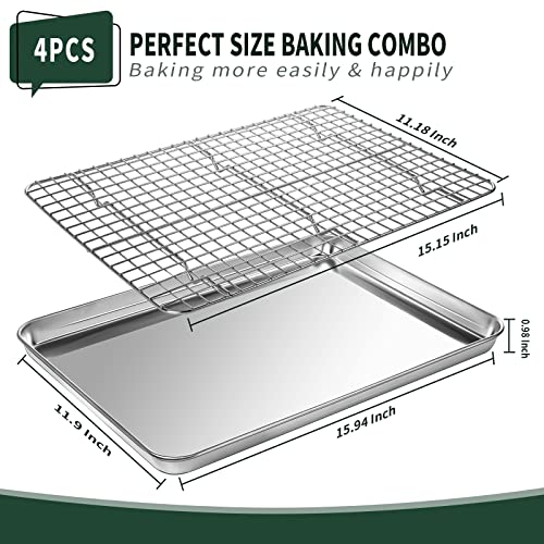 Jelly Roll Pan with Cooling Rack Set [2 Baking Pans + 2 Baking Racks]