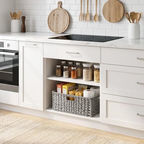 Wicker Baskets for Organizing (Gray / 16½"L x 13"W x 7½"H)