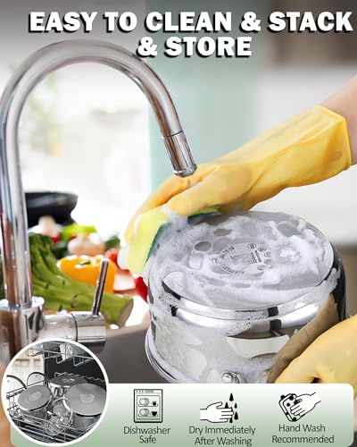 Basics 8 Quart Stainless Steel Stock Pot with Lid (8 Quarts / Gray Silicone Handle)