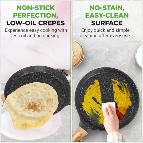 11” Non Stick Crepe Pan with Wooden Spreader (Black / 11")