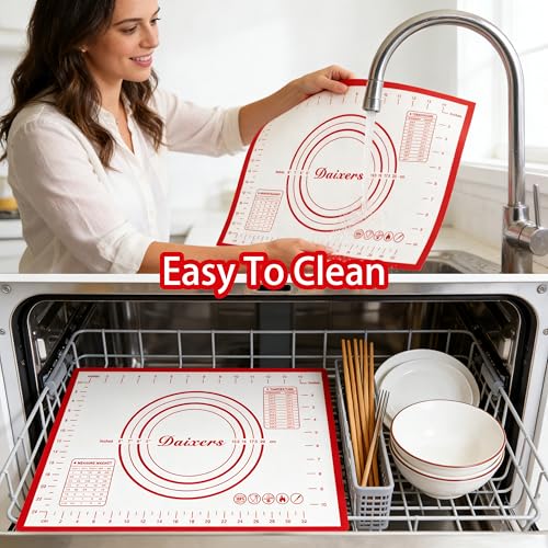 Silicone Baking Mats Set of 2 (Red / Large 28" x 20" Small 16" x 12")