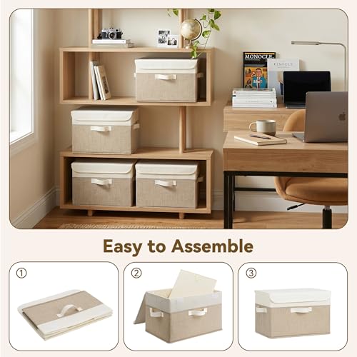 Memory Keepsake Storage Box (Brown/White / Large-4 Pack)