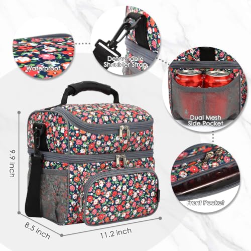 Double Layer Cooler Insulated Lunch Bag Adult Lunch Box Large Tote Bag for Men (2 Count)
