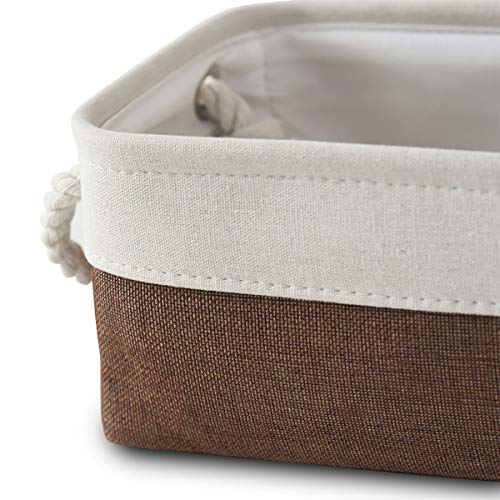 Small Storage Baskets for Shelves (White&Flaxen / Small (Pack of 6))