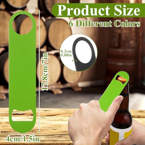 24 Pack Flat Bottle Opener 7 Inch (Black+White+Green+Blue+Orange+Red / Flat)