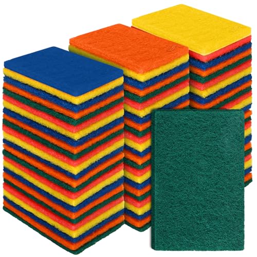 100 Pcs Heavy Duty Scouring Pads Bulk for Kitchen Dish
