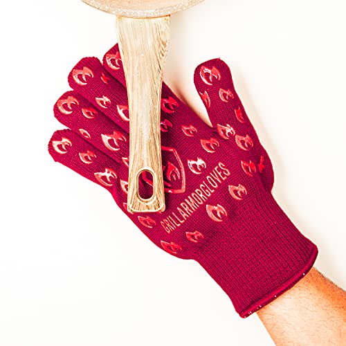 Grill Armor Oven Gloves with Fingers (Small Standard Cuff / Red)