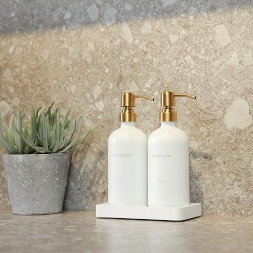 Gold Soap Dispenser Set (White Bottle & Gold Pump)
