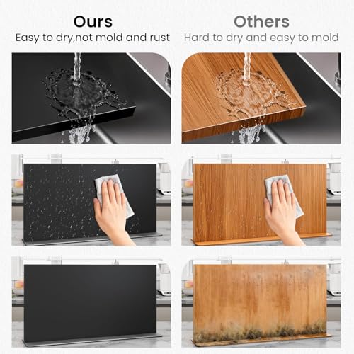Black Steel Large Magnetic Knife Block (16x8.5 inch Black)