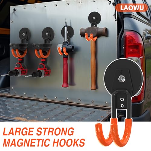 Strong Magnetic Hooks Heavy Duty (2.6" Magnet-2 Pack-Orange)