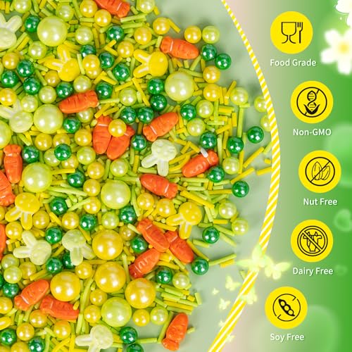 Edible Yellow Green Sprinkles for Cake Decorating (Rabbit)