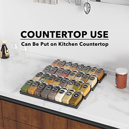 Spice Drawer Organizer with 32 Spice Jars (32 Jars, 15" Wide)