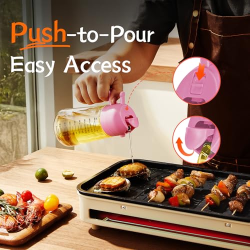 16oz 470ml Glass Olive Oil Sprayer for Cooking (Bubblegum)
