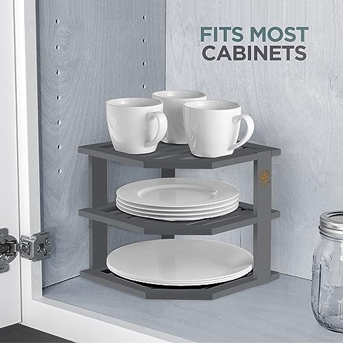 Grey Plate Organizer for Cabinet