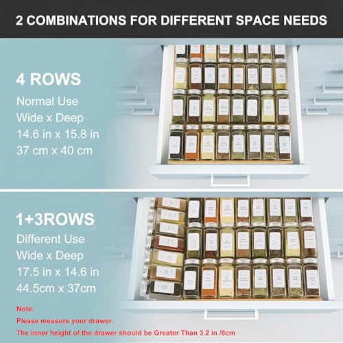Spice Drawer Organizer with 35 Spice Jars